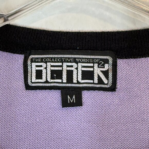 Vintage Cat Cardigan Sweater Purple Black Embroidered Novelty Print Medium - Picture 7 of 8